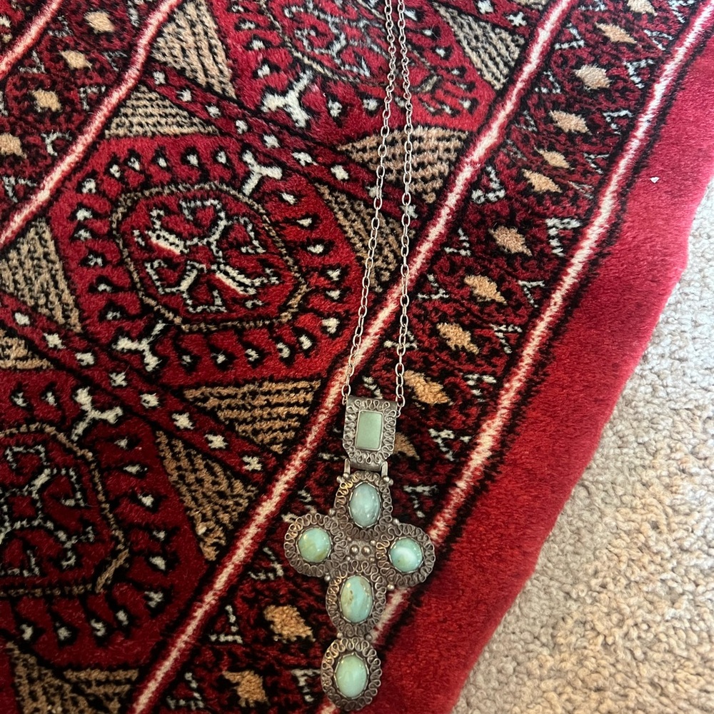 Elegant Sterling Silver and opal cross